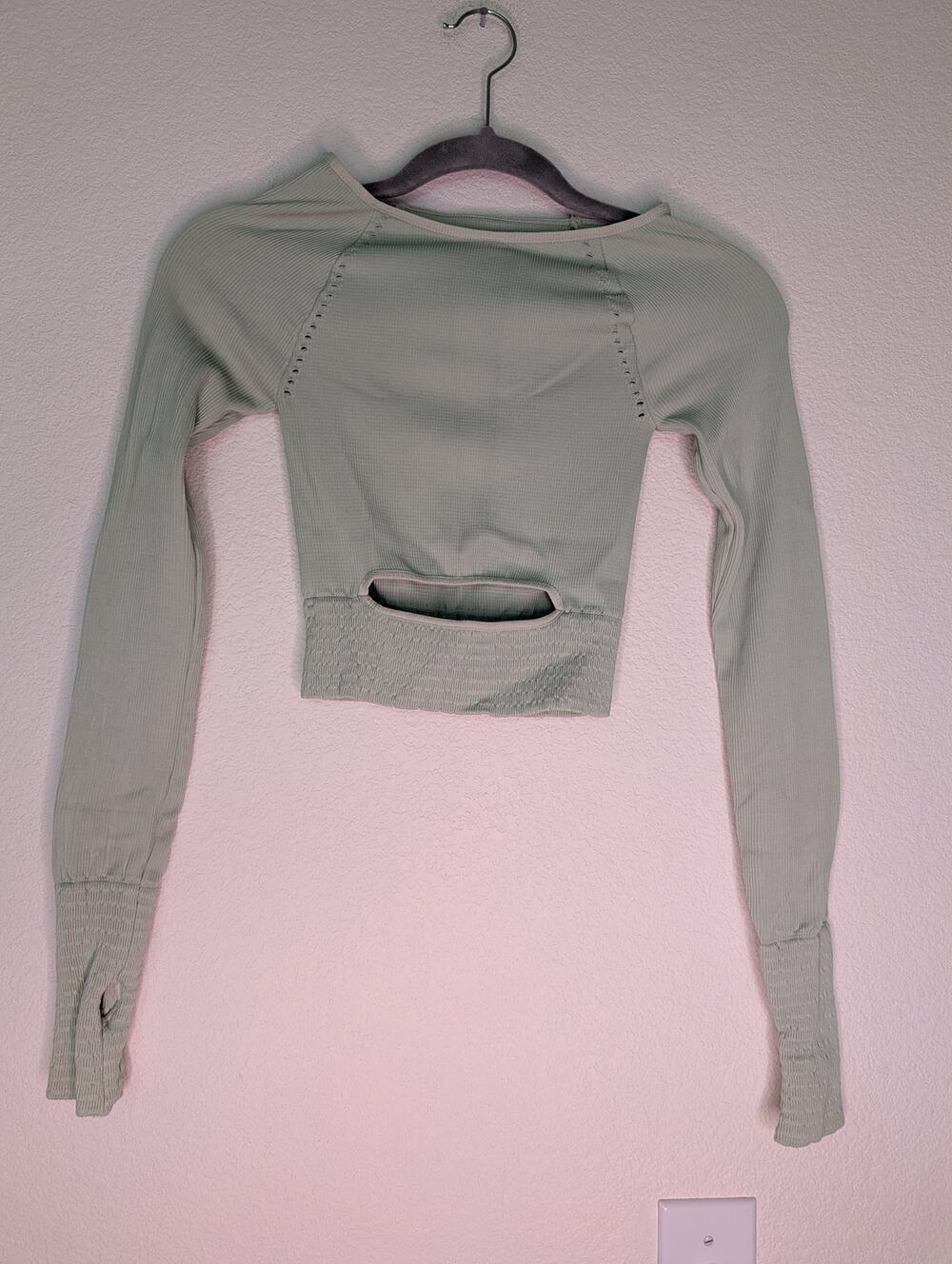 Free People Movement Good Karma Long Sleeve Crop Top XS/S Green Athleisure Yoga